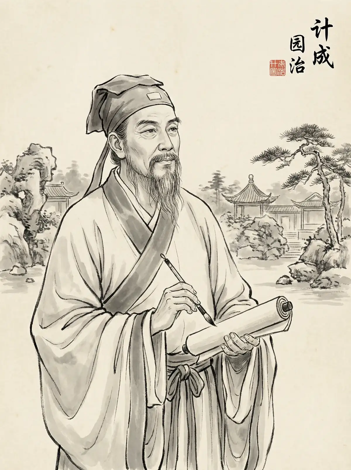 计成画像 - 集芳阁 | 明代造园名家